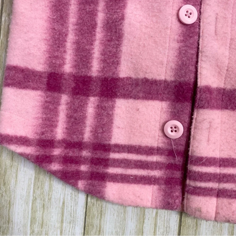 Hanna Andersson Pink Plaid Faux Wool Felt Shirt Jacket Shacket - Picture 5 of 8